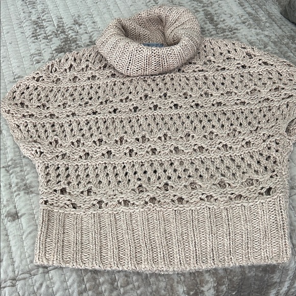 Jennifer Lopez Sweaters - Jennifer Lopez Open-Knit Cowl Turtleneck Sweater in Light Pink